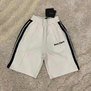 Palm Angels Classic Logo Striped Track Shorts White & Black Mens Size S, M, L